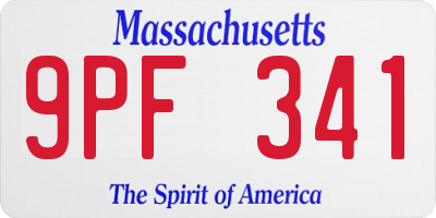 MA license plate 9PF341