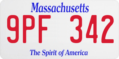 MA license plate 9PF342