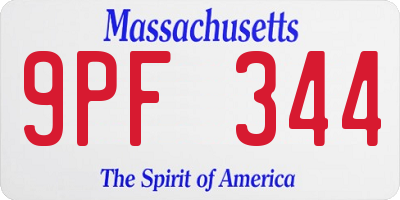MA license plate 9PF344