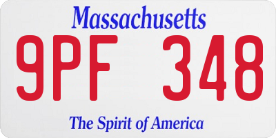 MA license plate 9PF348