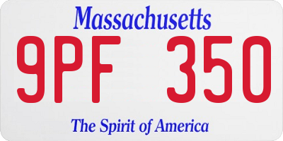 MA license plate 9PF350