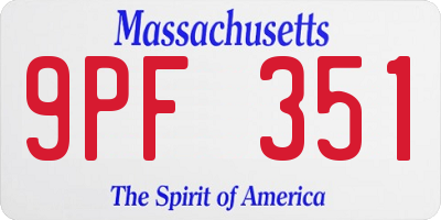MA license plate 9PF351