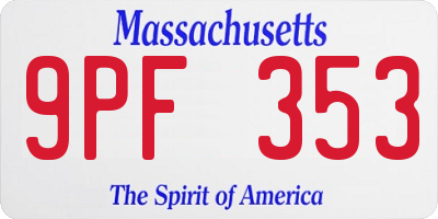 MA license plate 9PF353