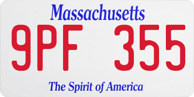 MA license plate 9PF355