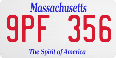 MA license plate 9PF356