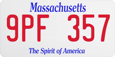 MA license plate 9PF357