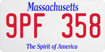MA license plate 9PF358