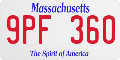 MA license plate 9PF360