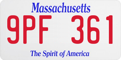 MA license plate 9PF361
