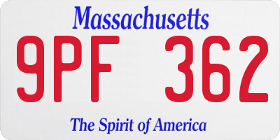 MA license plate 9PF362