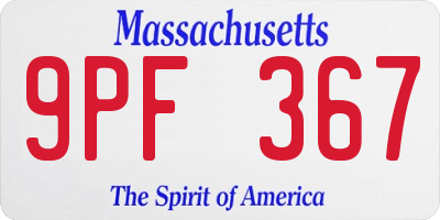 MA license plate 9PF367