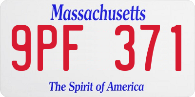 MA license plate 9PF371