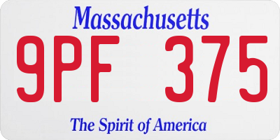 MA license plate 9PF375