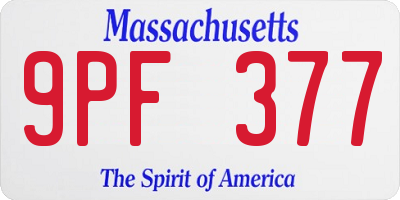 MA license plate 9PF377