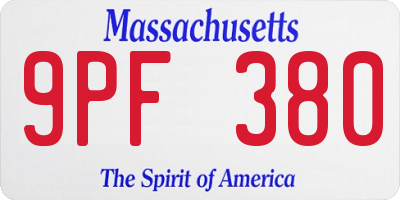 MA license plate 9PF380