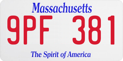MA license plate 9PF381