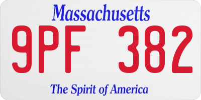 MA license plate 9PF382
