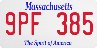 MA license plate 9PF385