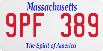 MA license plate 9PF389