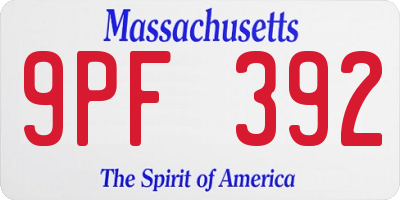 MA license plate 9PF392