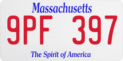 MA license plate 9PF397