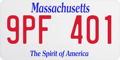 MA license plate 9PF401