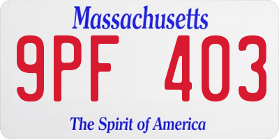 MA license plate 9PF403