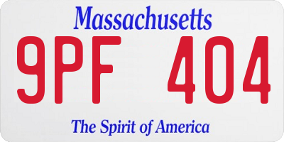 MA license plate 9PF404