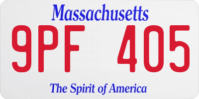 MA license plate 9PF405