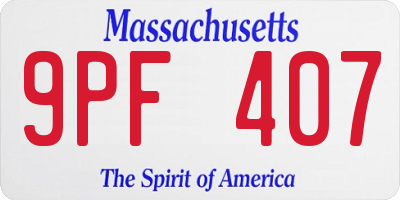 MA license plate 9PF407