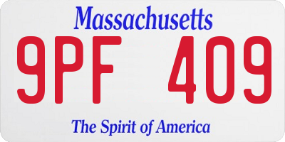 MA license plate 9PF409