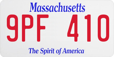 MA license plate 9PF410