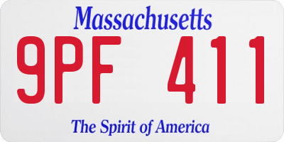MA license plate 9PF411