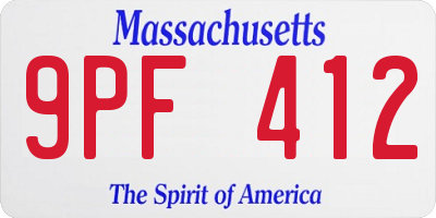 MA license plate 9PF412