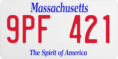 MA license plate 9PF421