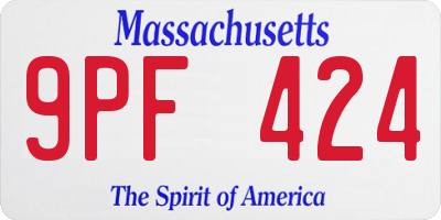 MA license plate 9PF424