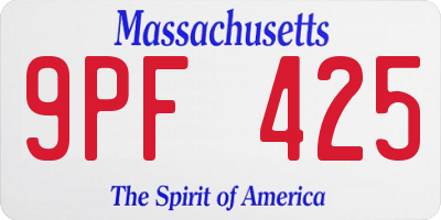 MA license plate 9PF425
