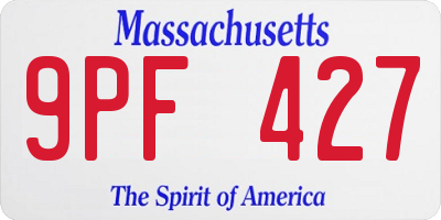 MA license plate 9PF427