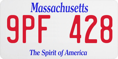 MA license plate 9PF428