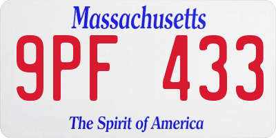MA license plate 9PF433