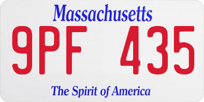 MA license plate 9PF435