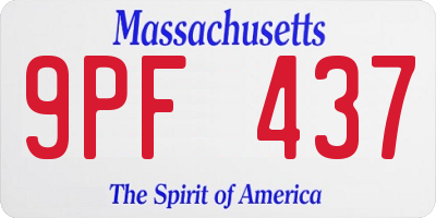 MA license plate 9PF437
