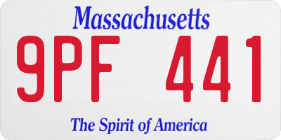 MA license plate 9PF441