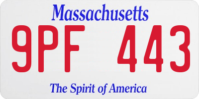 MA license plate 9PF443