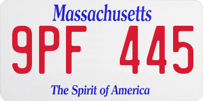 MA license plate 9PF445