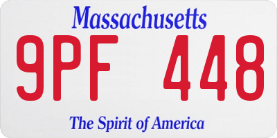 MA license plate 9PF448