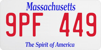 MA license plate 9PF449