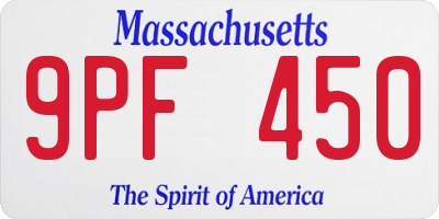 MA license plate 9PF450
