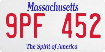 MA license plate 9PF452