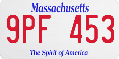 MA license plate 9PF453